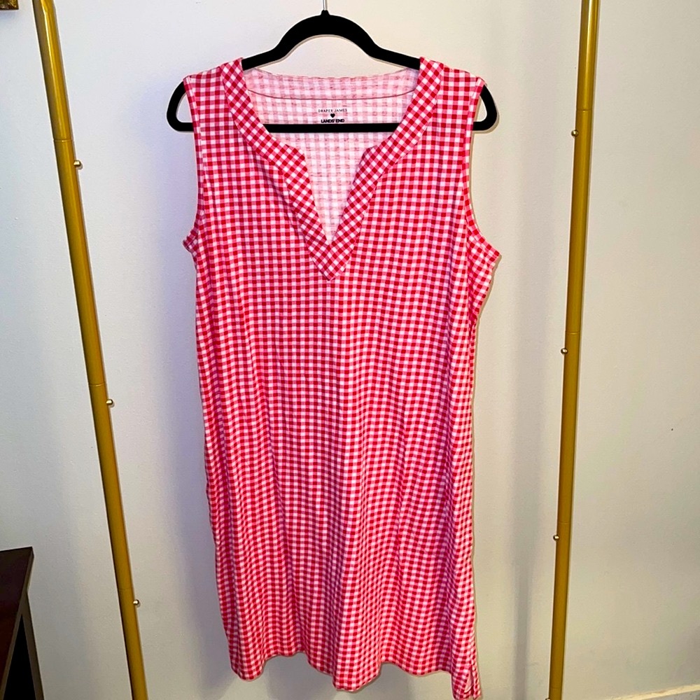 Draper James x LANDS’END 🩷 Pink Gingham Dress
